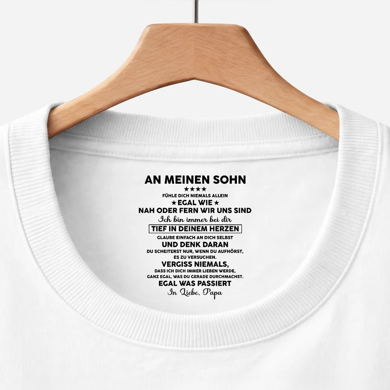 Ich Bin Immer Bei Dir Tief In Deinem Herzen - Personalisiertes Geschenk | Weißes T Shirt Nackenlabel Drucken Sohn Tochter Männer Frauen