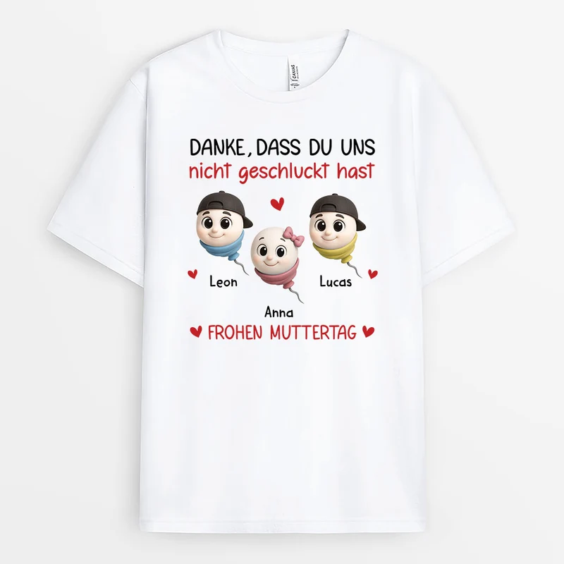 Danke Dass Du Uns Nicht Geschluckt Hast Muttertag Vatertag - Personalisiertes Geschenk | Mama & Papa Shirt