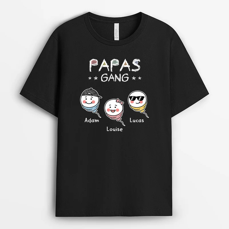 Papas Gang - Personalisierte Geschenke Lustig | Mama Papa Shirt Weiß Sperma Bunstifte