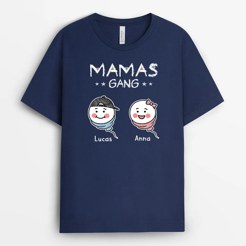 Papas Gang - Personalisierte Geschenke Lustig | Mama Papa Shirt Weiß Sperma Bunstifte
