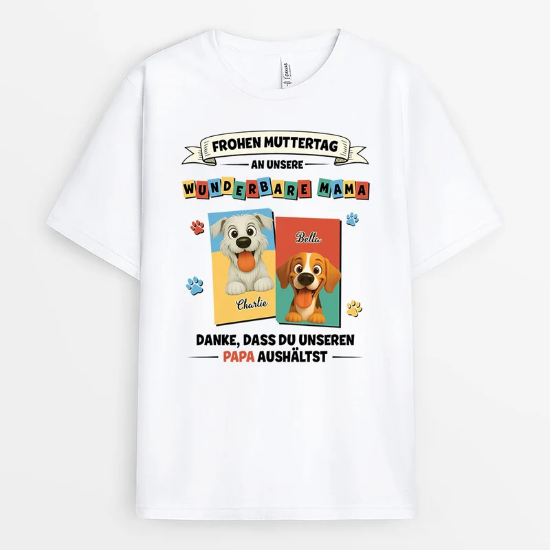 Frohen Vatertag Muttertag - Personalisiertes Hunde Geschenk | T Shirt