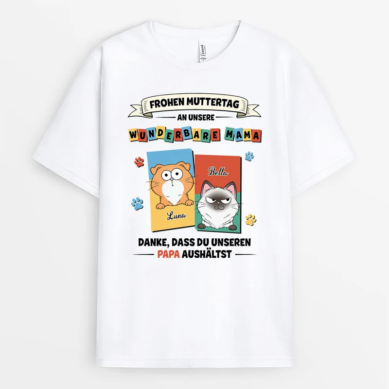 Frohen Vatertag Muttertag - Personalisierte Geschenke Katze | T Shirt