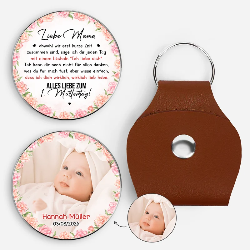Alles Liebe Zum Ersten Vatertag Muttertag - Personalisierte Geschenke Foto | Pocket Hug Schlüsselanhänger Mama Papa