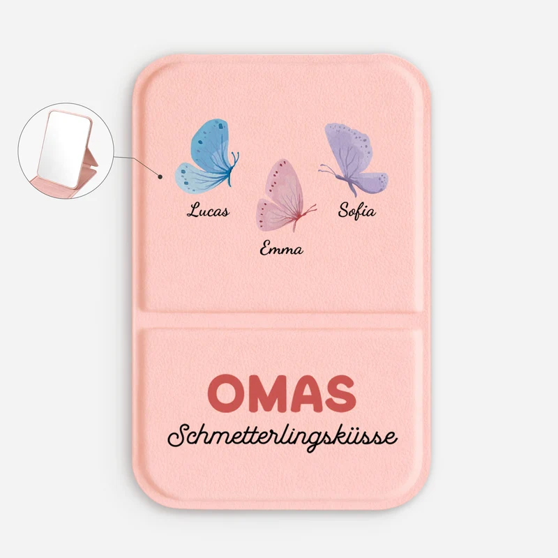 Omas Schmetterlingsküsse - Personalisiertes Geschenk | Taschenspiegel Oma/Mama