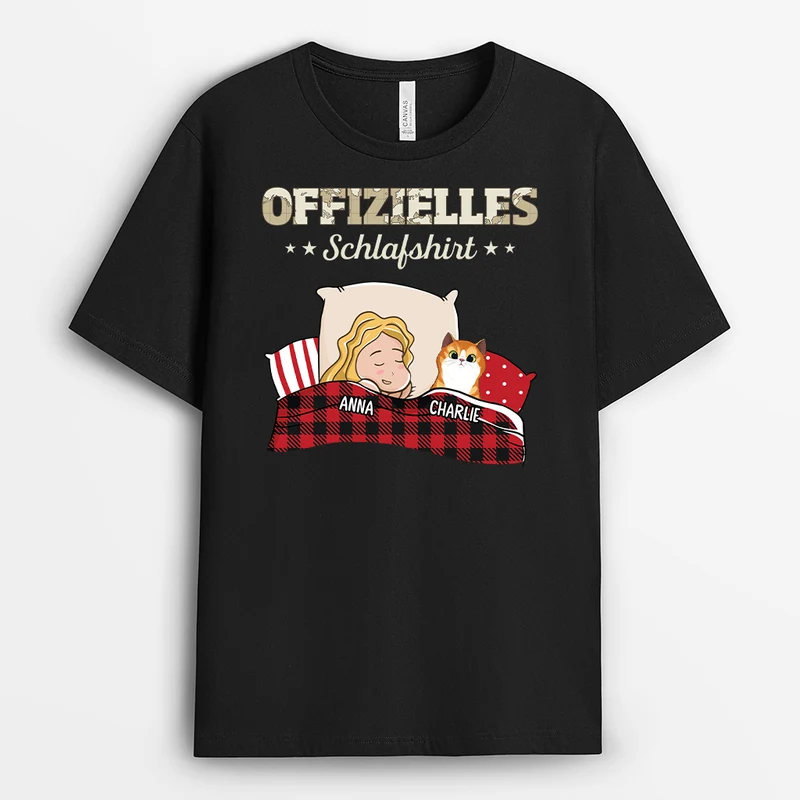 Offizielles Schlafshirt - Personalisiertes Geschenk | T-Shirt für Katzenliebhaber
