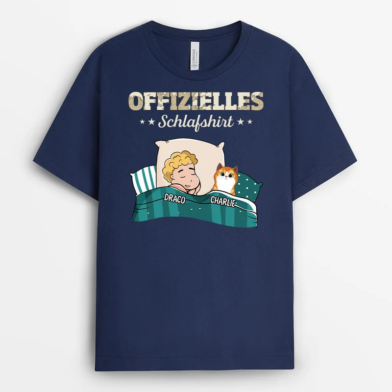Offizielles Schlafshirt - Personalisiertes Geschenk | T-Shirt für Katzenliebhaber