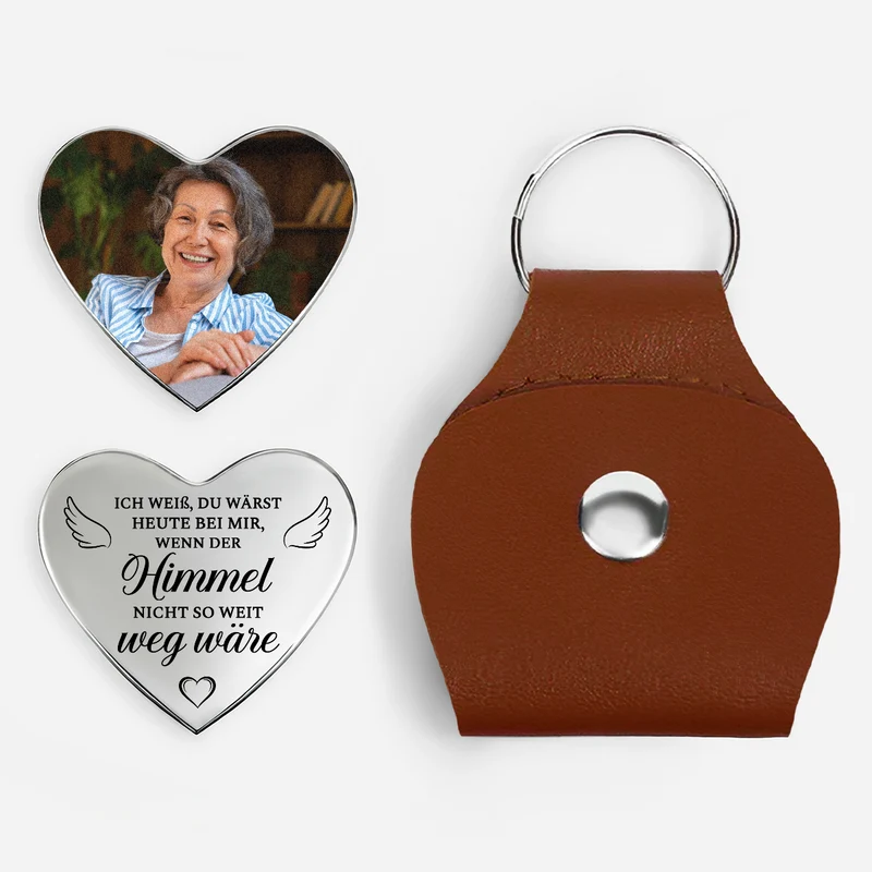 Wenn Der Himmel Nicht So Weit Weg Wäre - Personalisierte Trauergeschenke | Herz Pocket Hug Schlüsselanhänger Foto