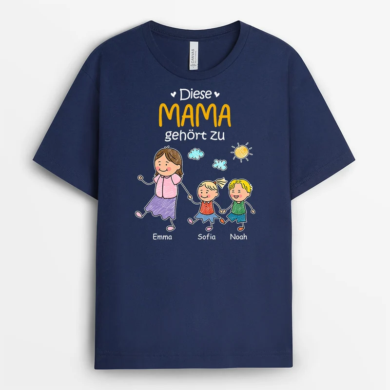Dieser Opa Gehört Zu - Personalisiertes Geschenk | T-Shirt Opa Oma Papa Mama Buntstifte