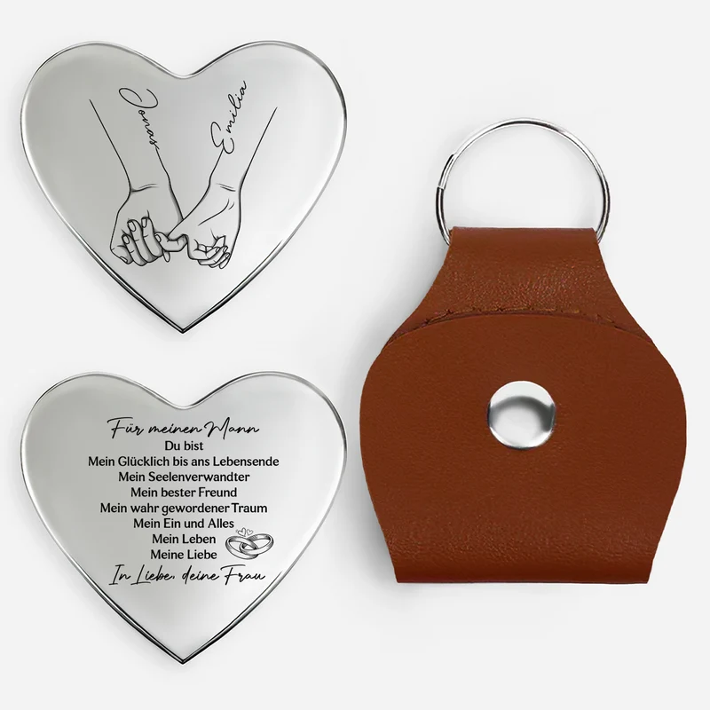 Vom Ersten Kuss Bis In Den Tod - Personalisierte Paar Geschenke | Herz Pocket Hug Schlüsselanhänger