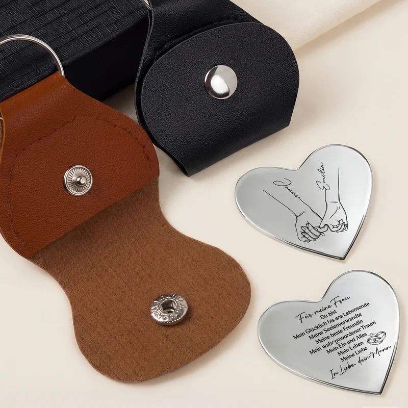Vom Ersten Kuss Bis In Den Tod - Personalisierte Paar Geschenke | Herz Pocket Hug Schlüsselanhänger