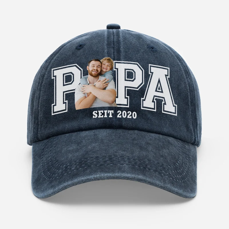 Opa Papa Seit - Personalisierte Geschenke Foto | Washed Cap