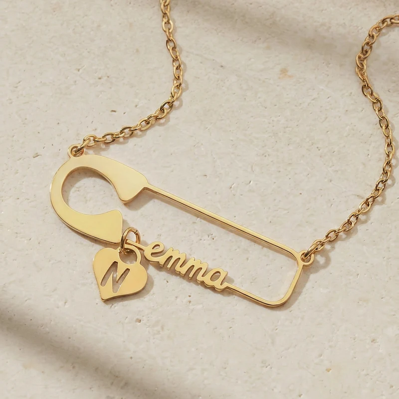 Sicherheitsnadel Mit Namen - Personalisiertes Geschenk | Halskette Damen & Männer