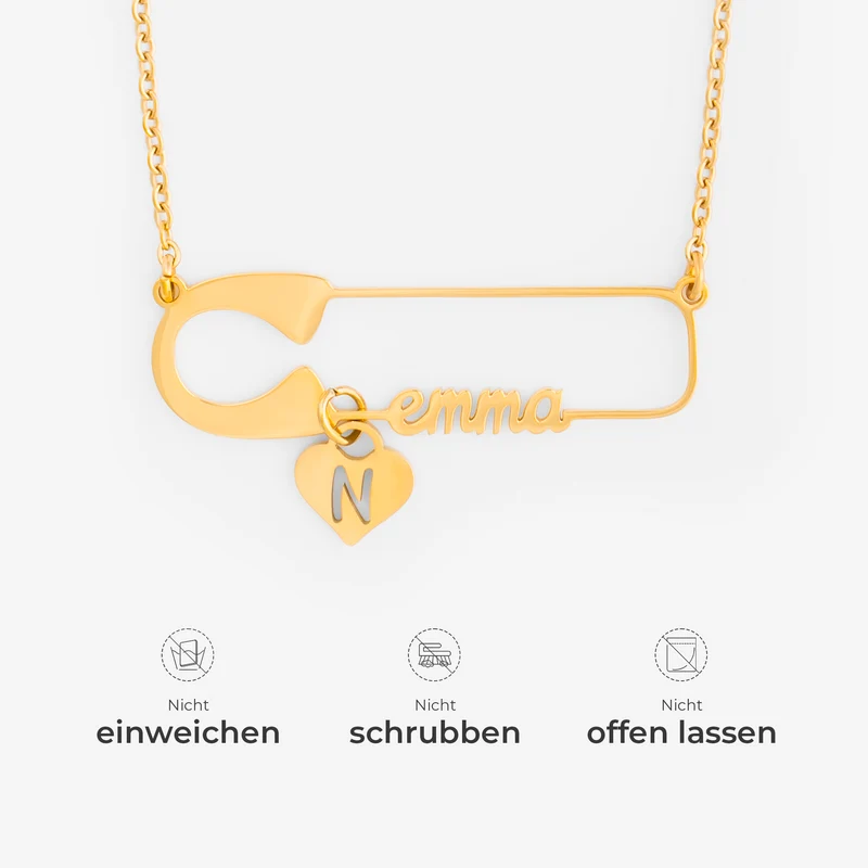 Sicherheitsnadel Mit Namen - Personalisiertes Geschenk | Halskette Damen & Männer