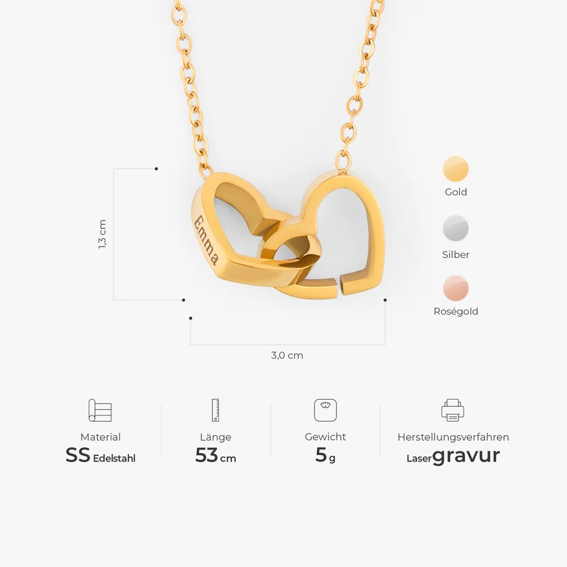 Verbundene Herzen - Personalisiertes Geschenk | Halskette Damen & Männer