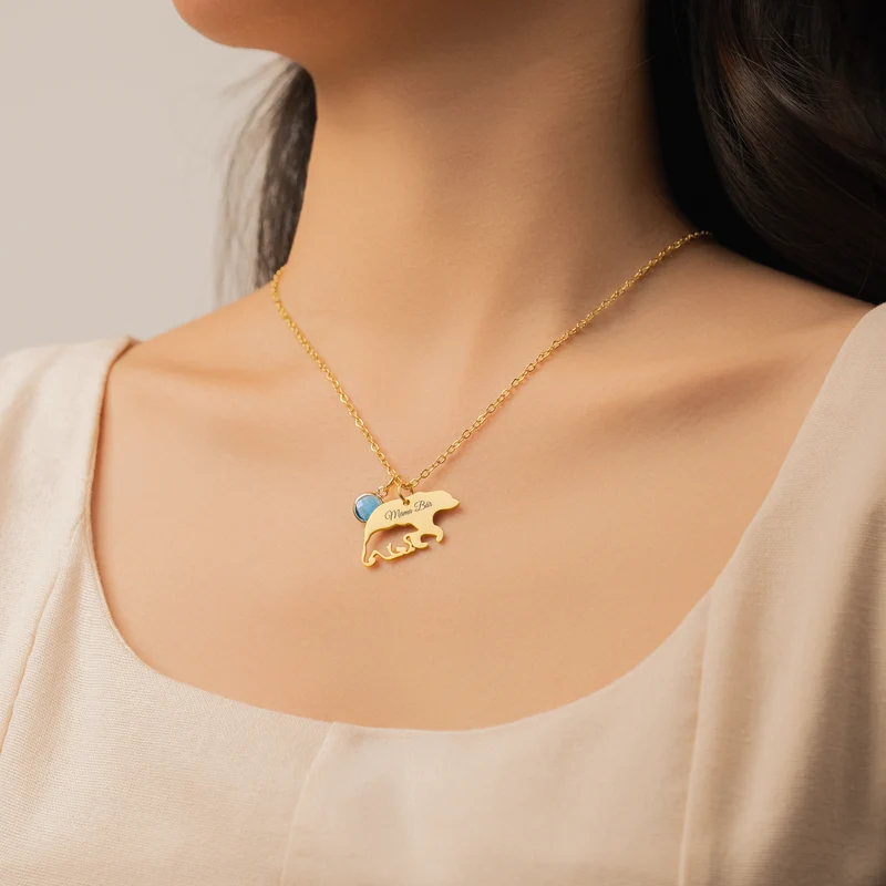 Mama Bär - Personalisiertes Geschenk | Halskette Mama/Oma