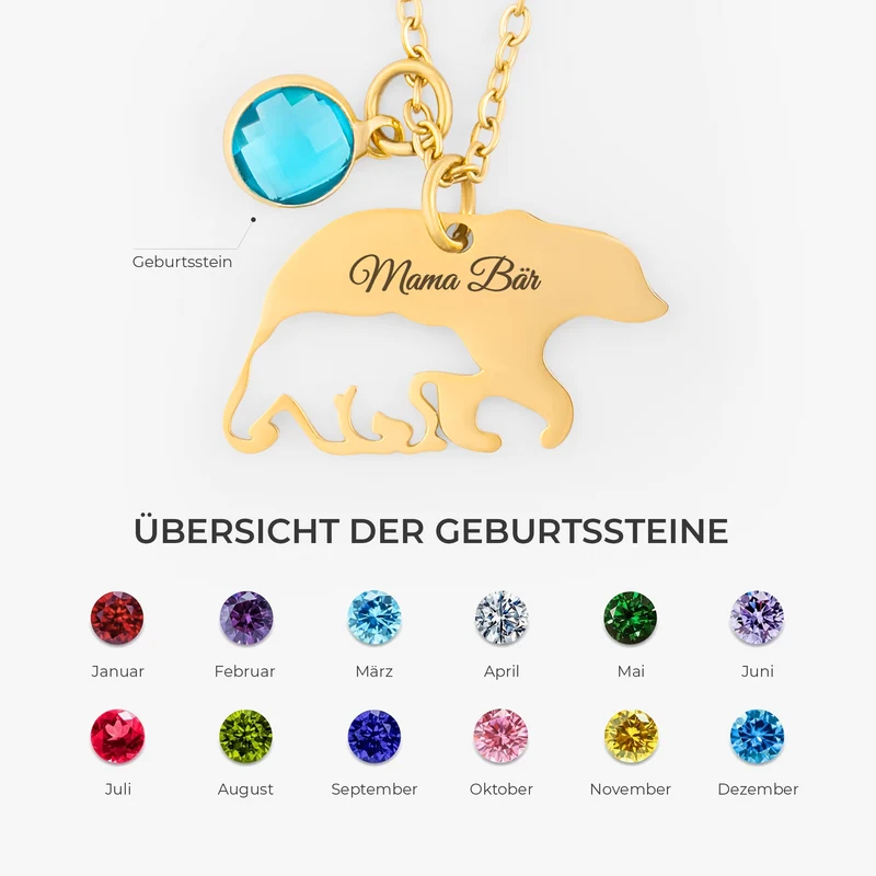 Mama Bär - Personalisiertes Geschenk | Halskette Mama/Oma