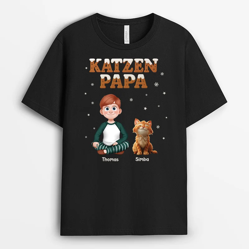 Katzenpapa & Katzenmama - Personalisierte Weihnachtsgeschenke | Katzen T-Shirt