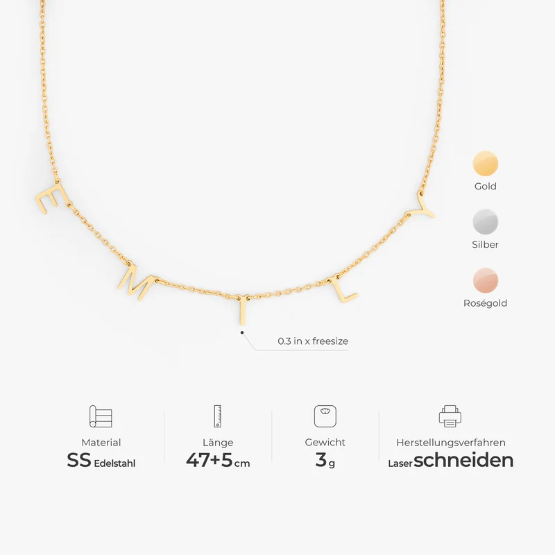 Halskette Für Damen Und Männer - Personalisiertes Geschenk | Buchstaben Kette