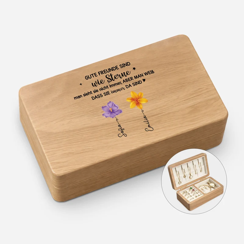 Gute Freunde Sind Wie Sterne - Personalisierte Geschenke Beste Freundin | Schmuckkästchen Holz