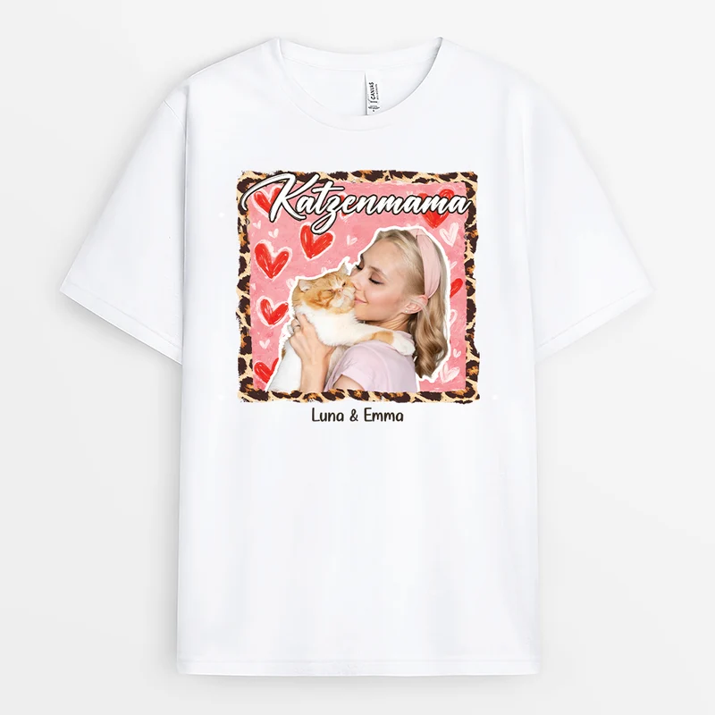 Katzenmama & Katzenpapa Cartoon - Personalisierte Geschenke Katze | Foto T Shirt