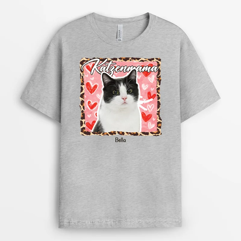 Katzenmama & Katzenpapa Cartoon - Personalisierte Geschenke Katze | Foto T Shirt