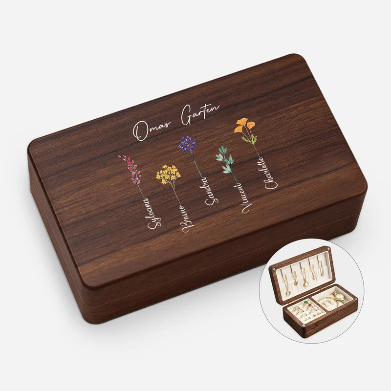 Mamas Garten - Personalisiertes Geschenk | Schmuckkästchen Holz Oma/Mama
