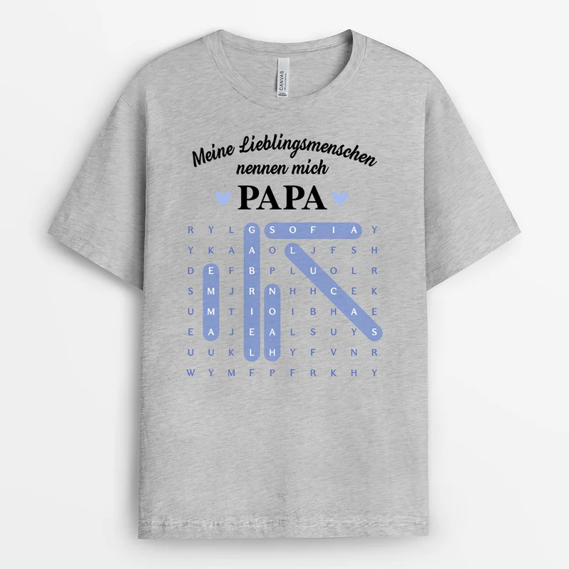 Meine Lieblingsmenschen Nennen Mich Mama - Personalisiertes Geschenk | Papa Mama T Shirt Wortsuchrätsel