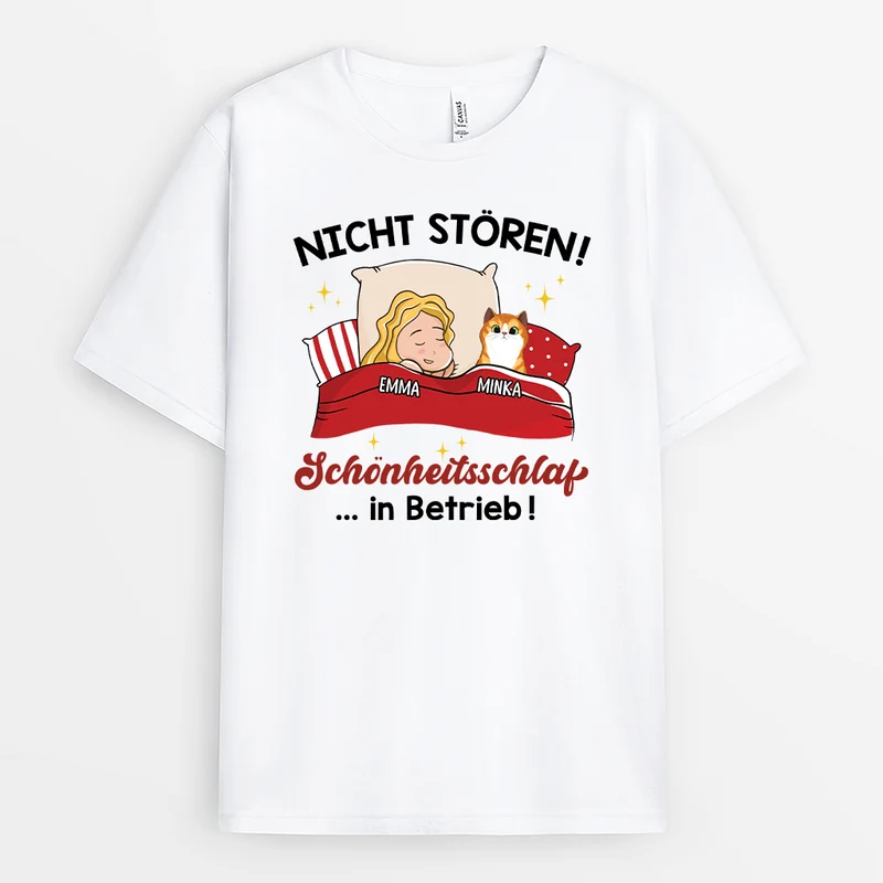Nicht Stören Schönheitsschlaf In Betrieb - Personalisiertes Geschenk | T-Shirt für Katzenliebhaber