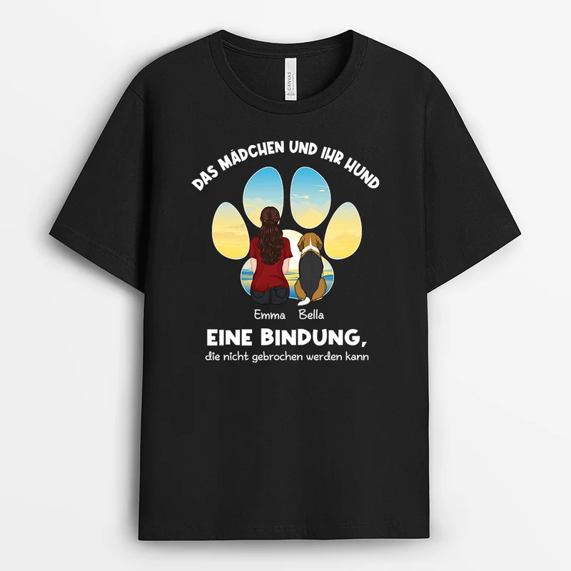 Person Und Hunde Eine Bindung Die Nicht Gebrochen Werden Kann - Personalisiertes Geschenk | T-Shirt für Hundeliebhaber