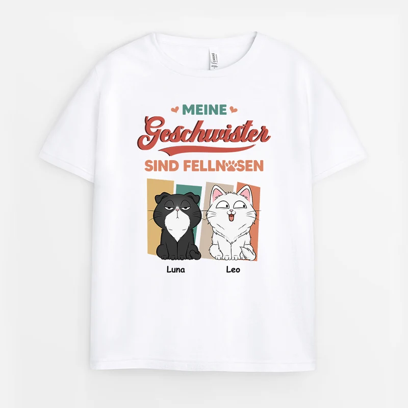 Mein Geschwister Sind Fellnasen - Personalisierte Geschenke Kinder | T-Shirts Katze