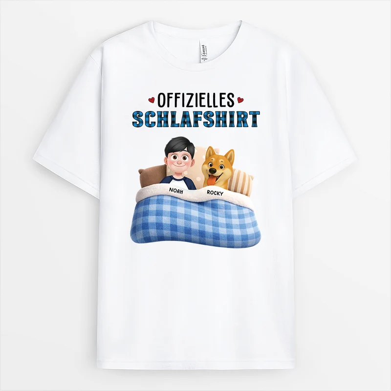 [3D-Optik] Offizielles Schlafshirt Hund - Personalisiertes Hunde Geschenk | T Shirt