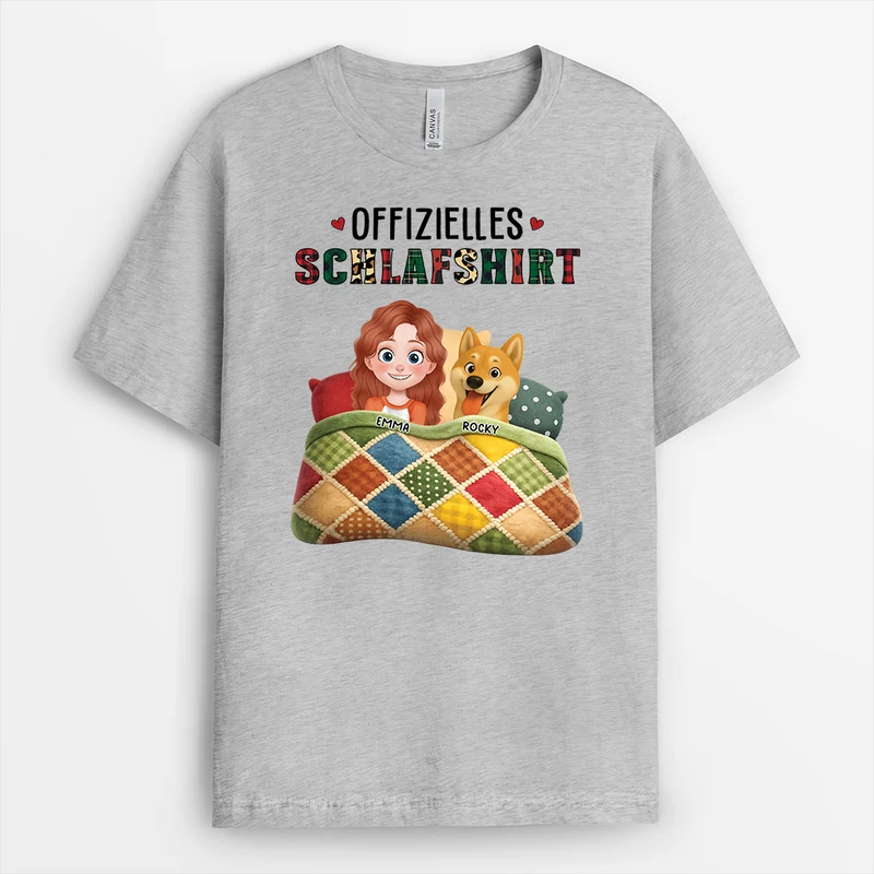 [3D-Optik] Offizielles Schlafshirt Hund - Personalisiertes Hunde Geschenk | T Shirt