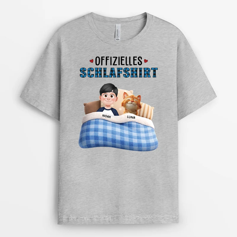 [3D-Optik] Offizielles Schlafshirt Katze - Personalisierte Geschenke Katze | T Shirt