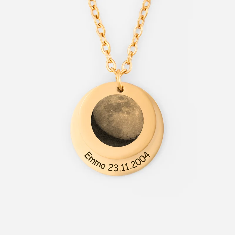 Mondphase - Personalisiertes Geschenk | Kette Mit Namen & Datum