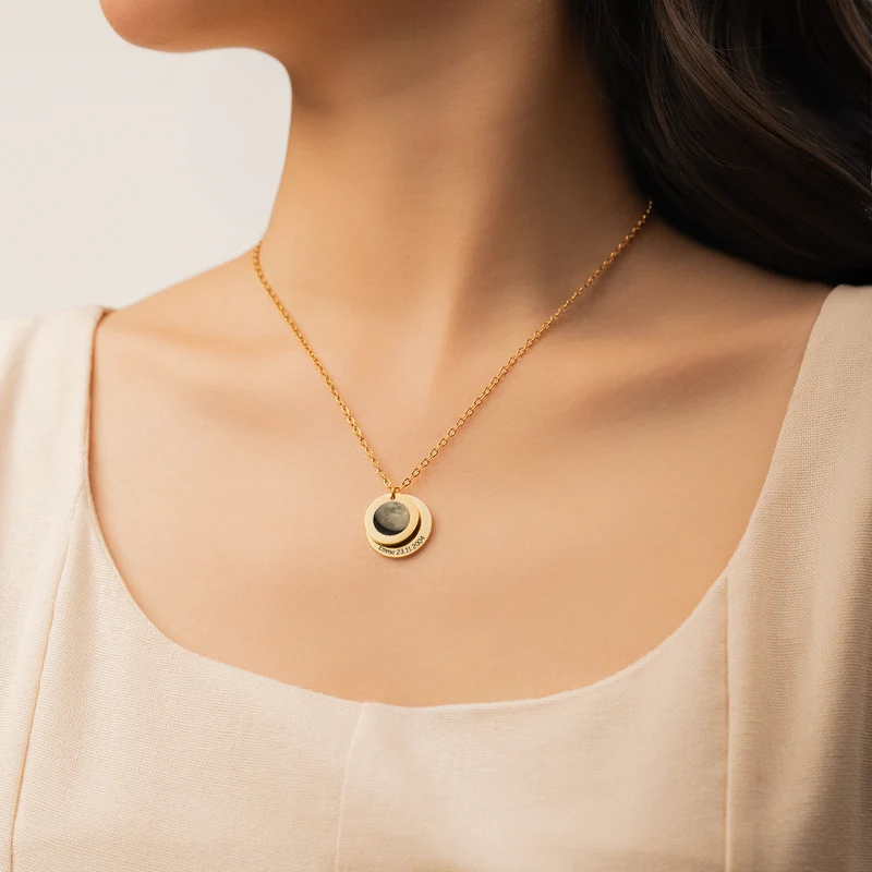 Mondphase - Personalisiertes Geschenk | Kette Mit Namen & Datum