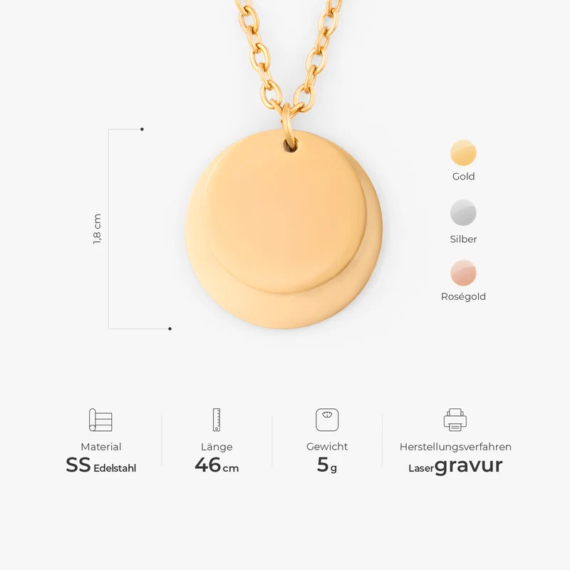 Mondphase - Personalisiertes Geschenk | Kette Mit Namen & Datum