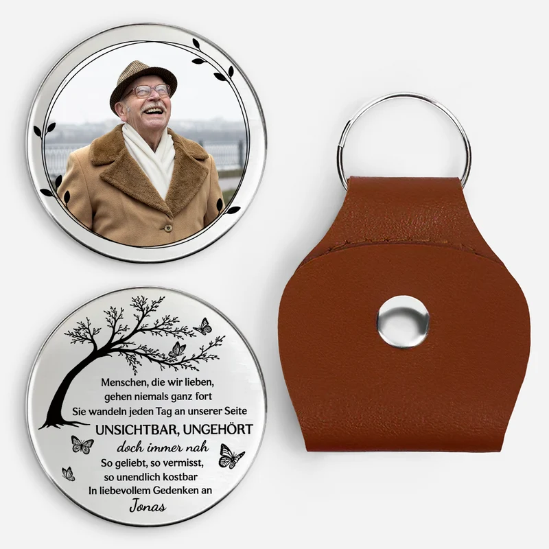 Trauerspruch Erinnerung - Personalisierte Trauergeschenke | Pocket Hug Schlüsselanhänger Foto Papa Mama