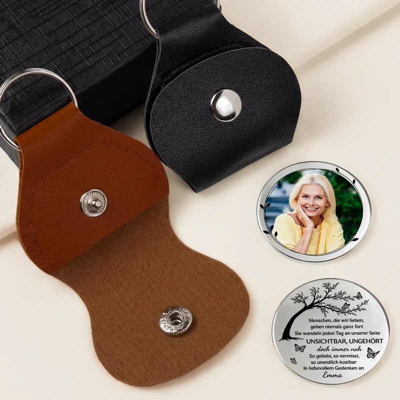 Trauerspruch Erinnerung - Personalisierte Trauergeschenke | Pocket Hug Schlüsselanhänger Foto Papa Mama