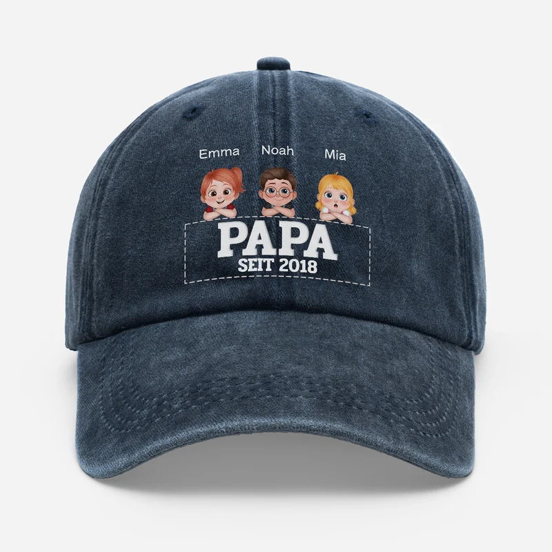Papa Seit - Personalisiertes Geschenk | Washed Cap Papa Mama