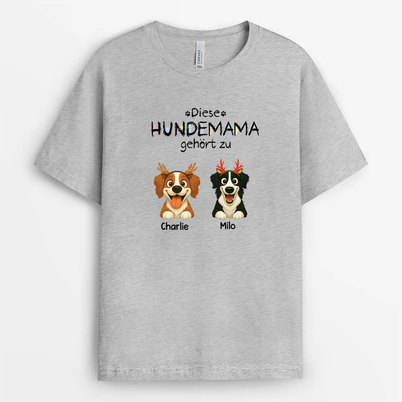 Diese Hundemama Gehört Zu - Personalisierte Weihnachtsgeschenke | T Shirt Hund Bunstifte