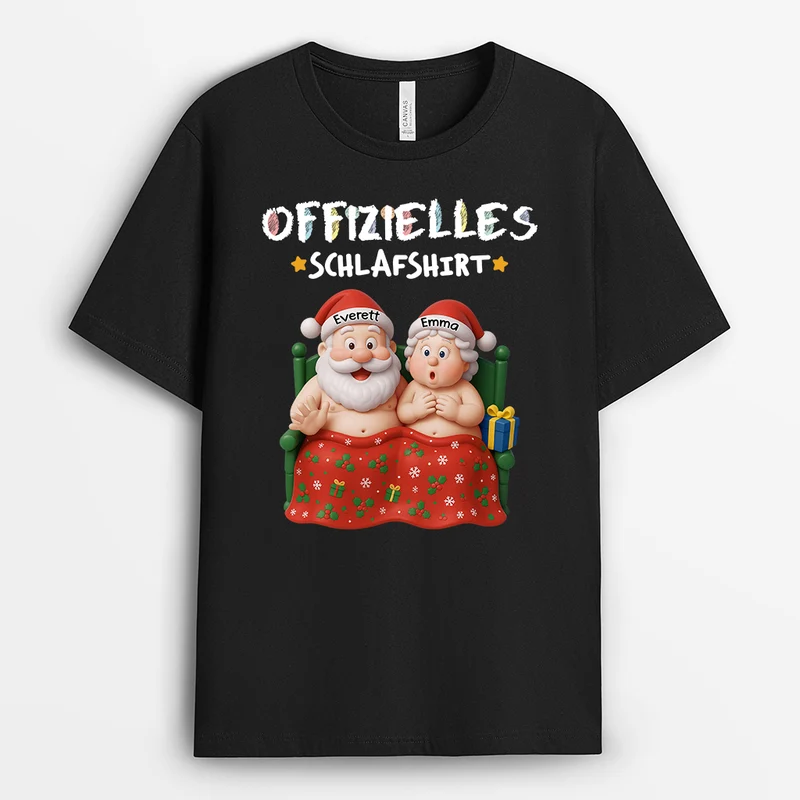 Offizielles Schlafshirt Paar - Personalisierte Weihnachtsgeschenke | Lustiges Schlafshirt