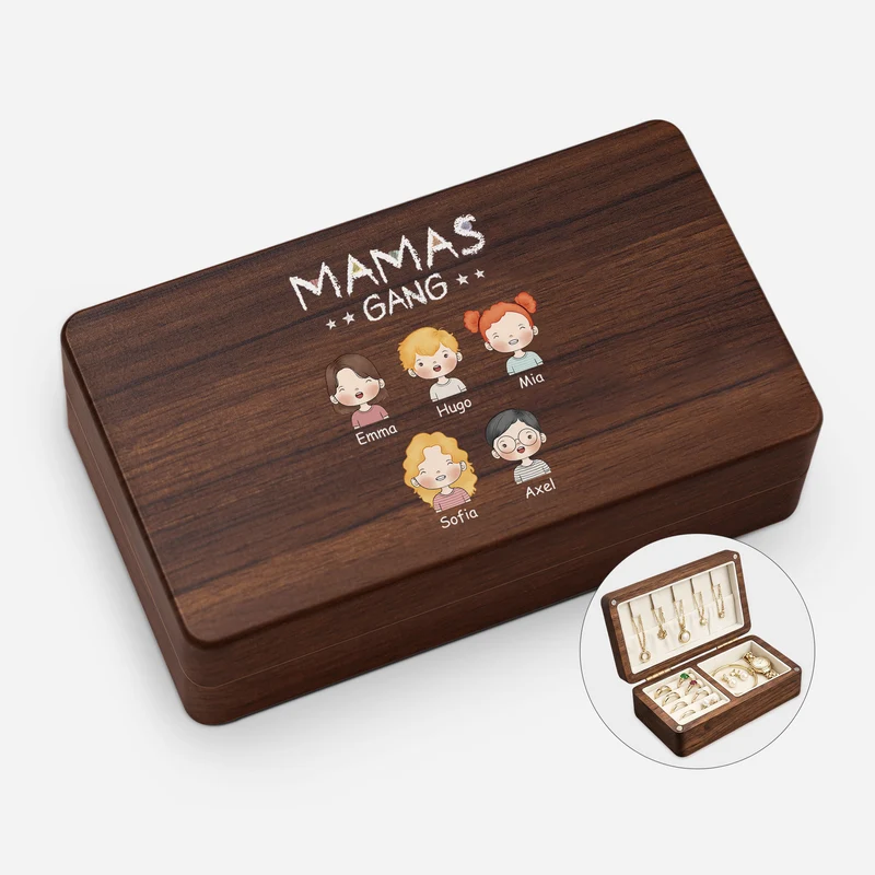 Mamas Gang Buntstifte - Personalisiertes Geschenk | Schmuckkästchen Holz Oma/Mama
