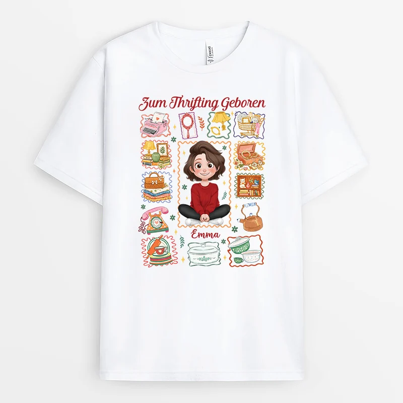 Zum Thrifting Geboren - Personalisiertes Geschenk | T Shirts Damen & Männer