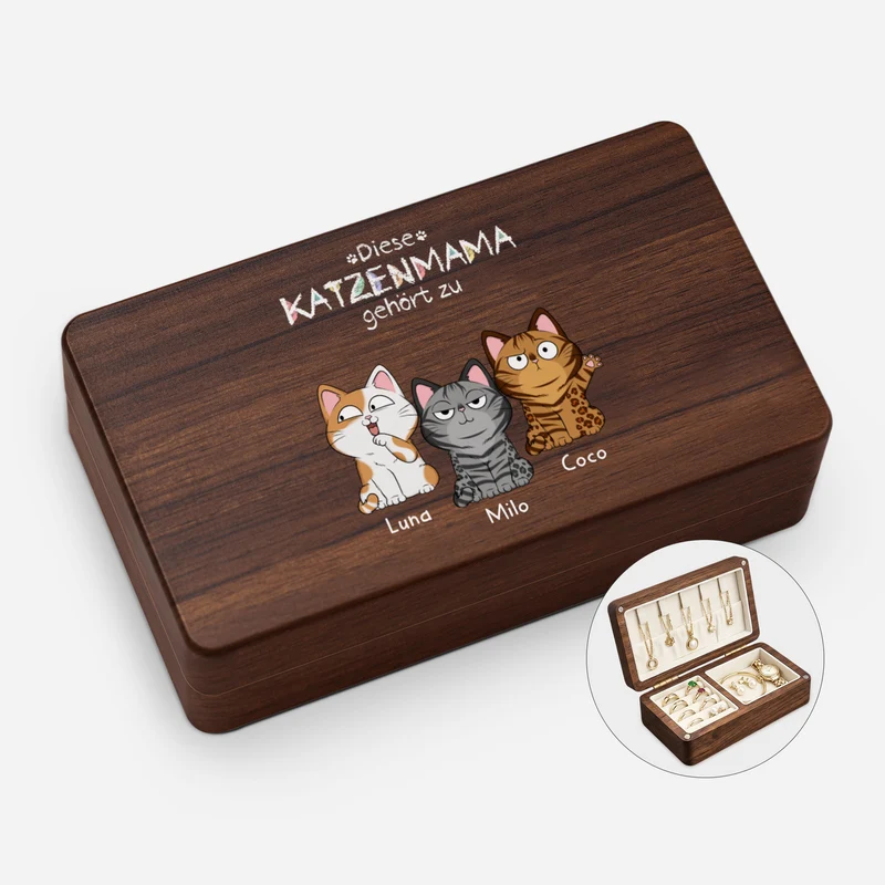 Diese Katzenmama Gehört Zu Buntstifte - Personalisierte Geschenke Katze | Schmuckkästchen Holz