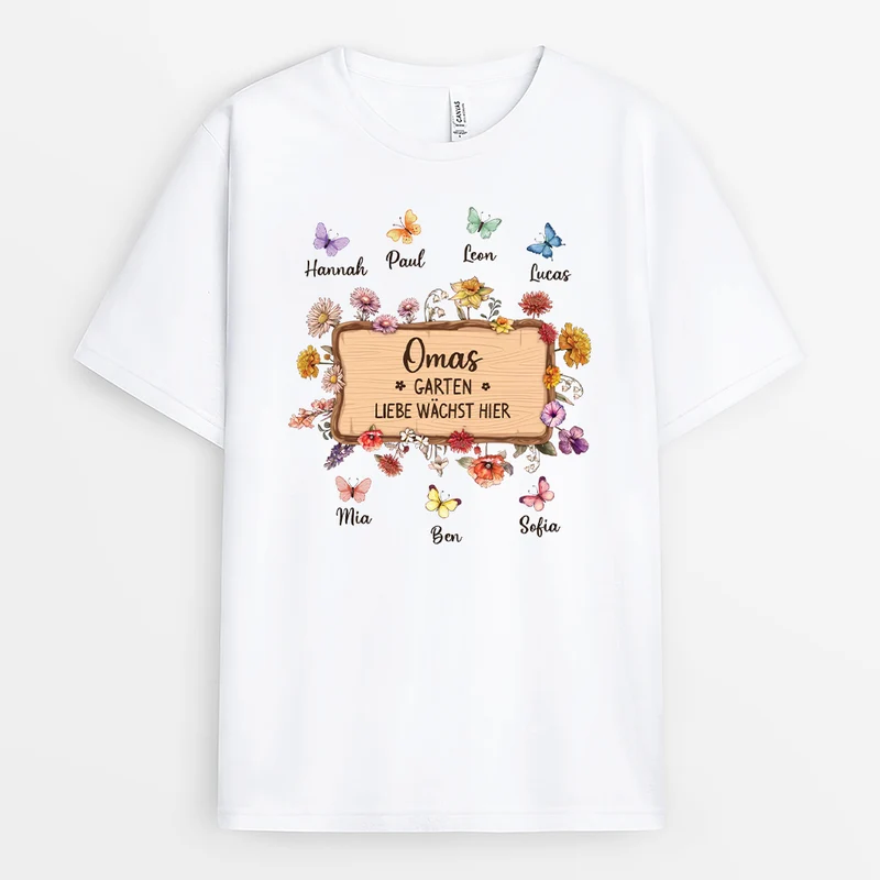 Omas Garten Hier Wächst Liebe - Personalisiertes Geschenk Garten | Mama & Oma T Shirt