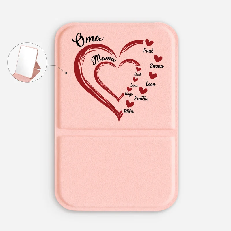 Oma Mama Kinder Herzen - Personalisiertes Geschenk | Taschenspiegel