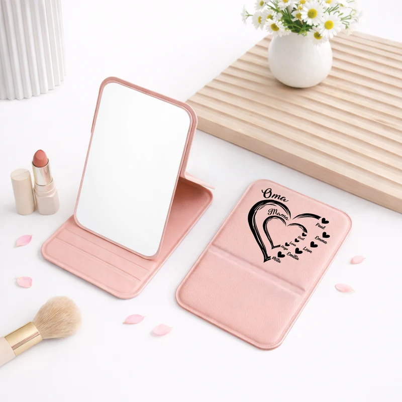 Oma Mama Kinder Herzen - Personalisiertes Geschenk | Taschenspiegel