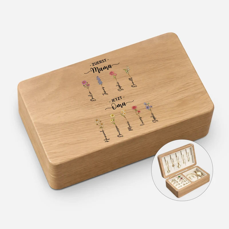 Erst Mama Jetzt Oma - Personalisiertes Geschenk | Schmuckkästchen Holz