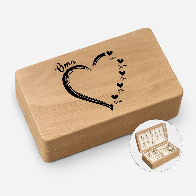 Oma Und Enkelkinder - Personalisiertes Geschenk | Schmuckkästchen Holz Oma/Mama
