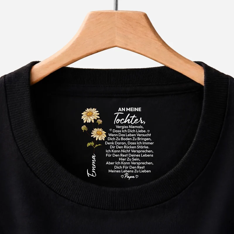 Vergiss Niemals Dass Ich Dich Liebe - Personalisiertes Geschenk | Schwarzes T Shirt Nackenlabel Drucken Sohn Tochter Männer Frauen